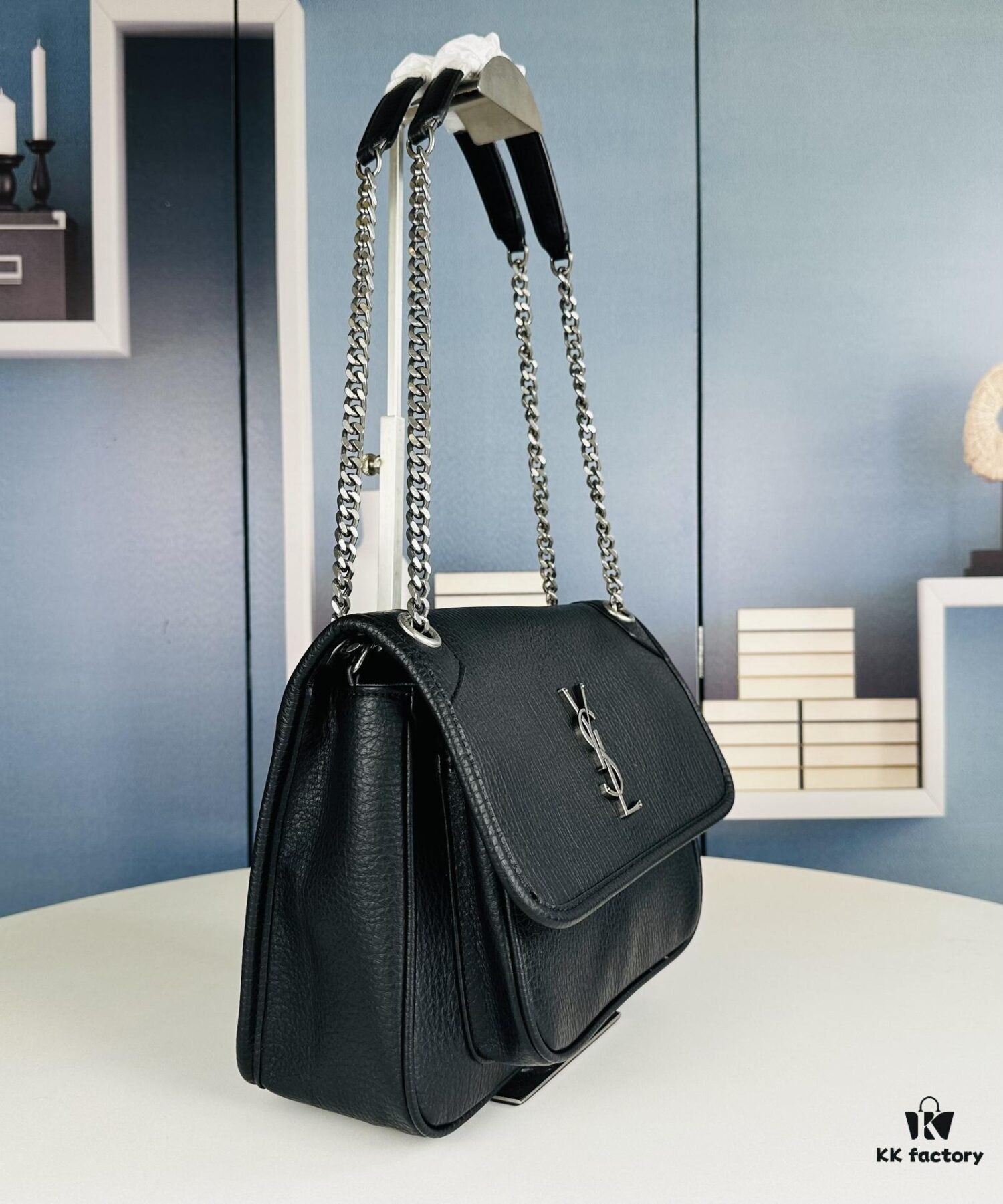 New Arrival NIKI BABY Full-Grain Lamb Leather Handbag ||| YSL Niki 21cm 28cm Distressed Lamb Leather Black Silver Mini Bag