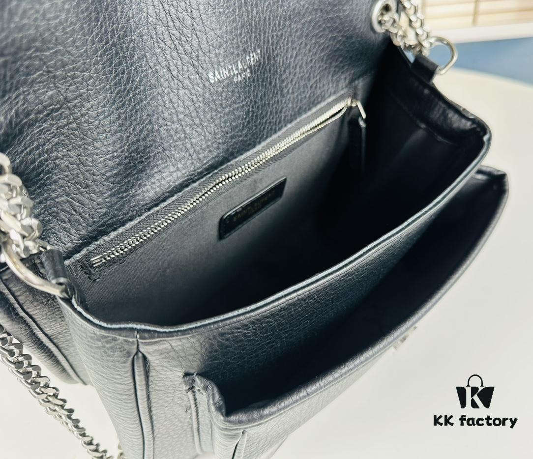 New Arrival NIKI BABY Full-Grain Lamb Leather Handbag ||| YSL Niki 21cm 28cm Distressed Lamb Leather Black Silver Mini Bag