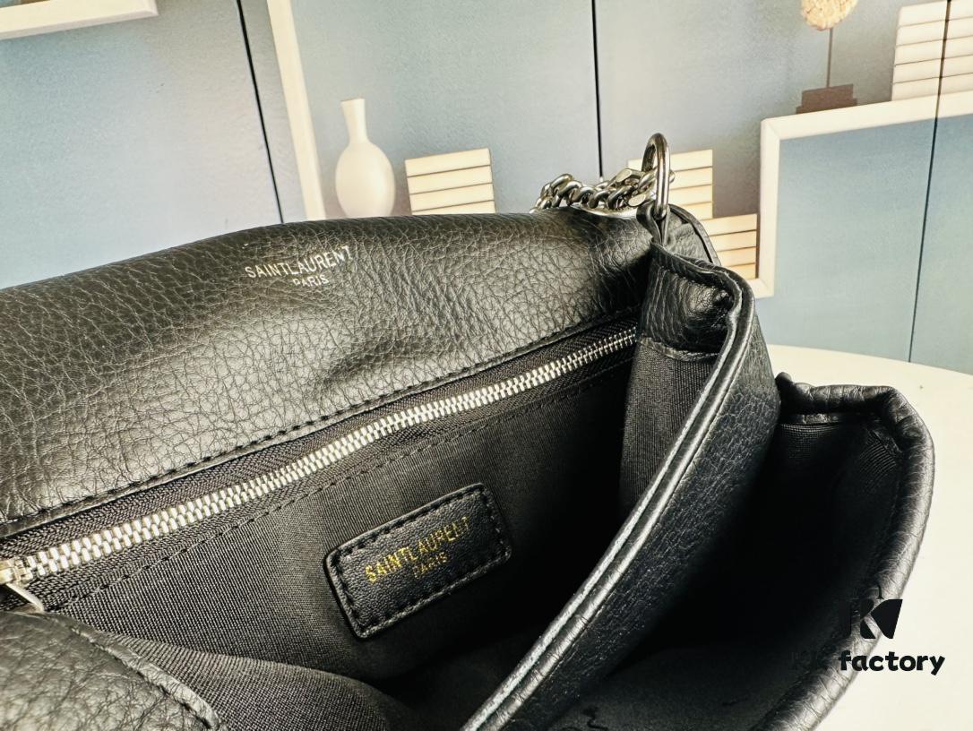 New Arrival NIKI BABY Full-Grain Lamb Leather Handbag ||| YSL Niki 21cm 28cm Distressed Lamb Leather Black Silver Mini Bag