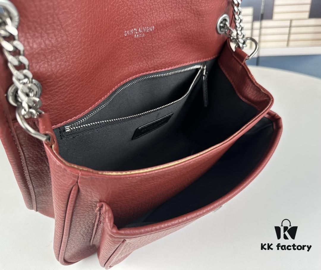 New Arrival NIKI BABY Full-Grain Lambskin Handbag ||| YSL Niki 21cm 28cm Distressed Lamb Leather Black Silver Mini