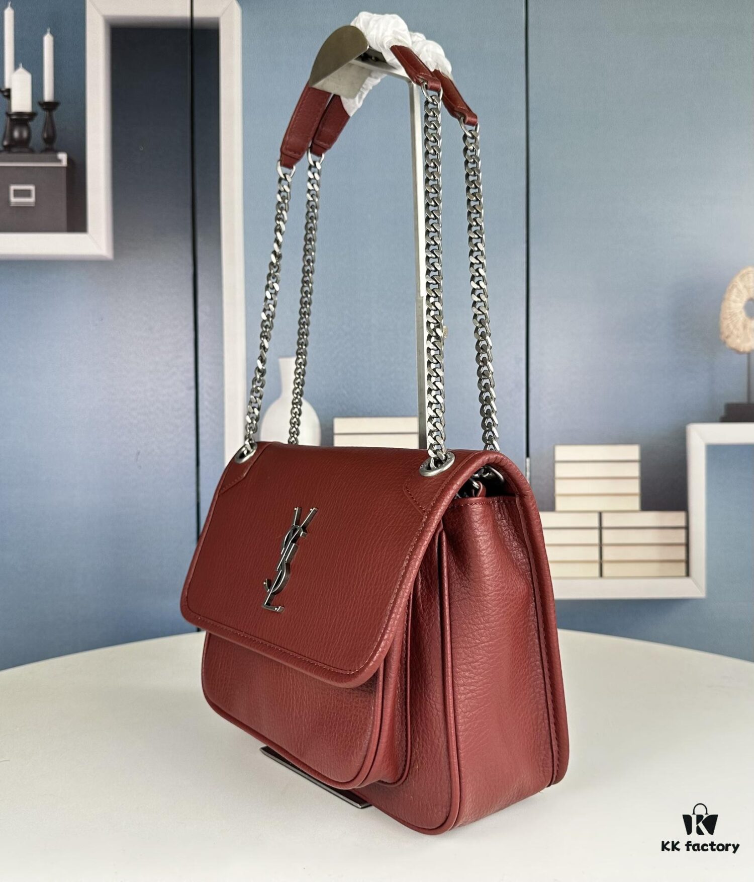 New Arrival NIKI BABY Full-Grain Lambskin Handbag ||| YSL Niki 21cm 28cm Distressed Lamb Leather Black Silver Mini