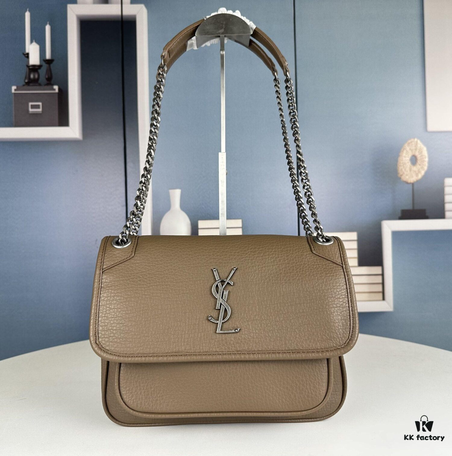 New Arrival NIKI BABY Full-Grain Lambskin Handbag ||| YSL Niki 21cm 28cm Aged Lamb Leather Black Silver Mini