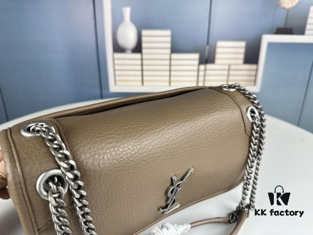 New Arrival NIKI BABY Full-Grain Lambskin Handbag ||| YSL Niki 21cm 28cm Aged Lamb Leather Black Silver Mini