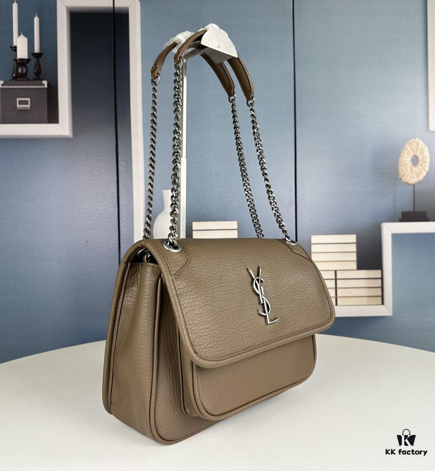 New Arrival NIKI BABY Full-Grain Lambskin Handbag ||| YSL Niki 21cm 28cm Aged Lamb Leather Black Silver Mini