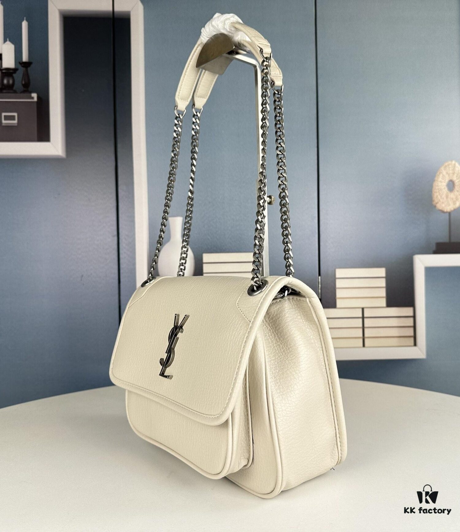 New Arrival NIKI BABY Full-Grain Lamb Leather Handbag ||| YSL Niki 21cm 28cm Distressed Lamb Leather Black Silver Mini