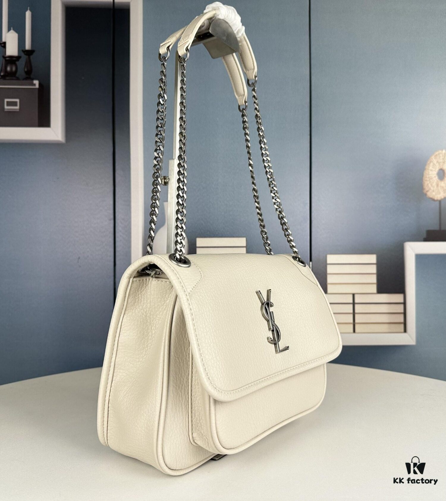 New Arrival NIKI BABY Full-Grain Lamb Leather Handbag ||| YSL Niki 21cm 28cm Distressed Lamb Leather Black Silver Mini