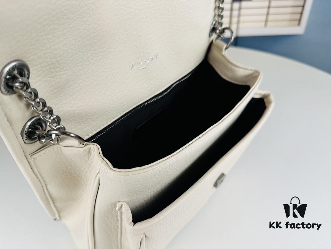 New Arrival NIKI BABY Full-Grain Lamb Leather Handbag ||| YSL Niki 21cm 28cm Distressed Lamb Leather Black Silver Mini