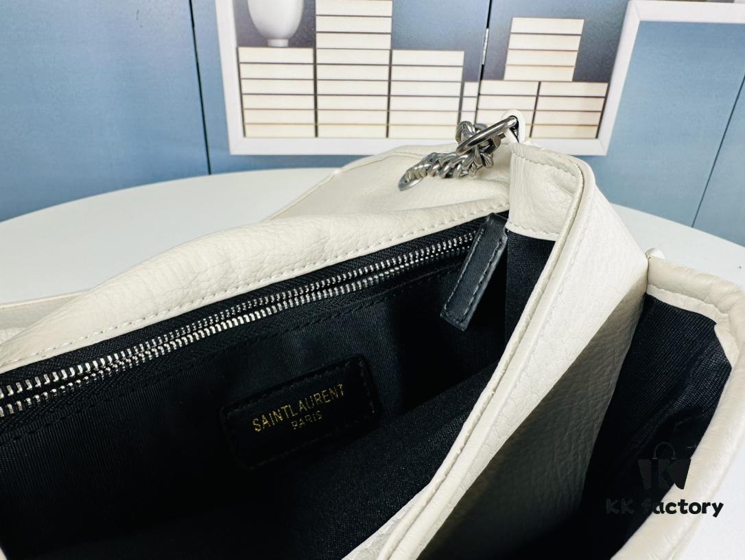 New Arrival NIKI BABY Full-Grain Lamb Leather Handbag ||| YSL Niki 21cm 28cm Distressed Lamb Leather Black Silver Mini