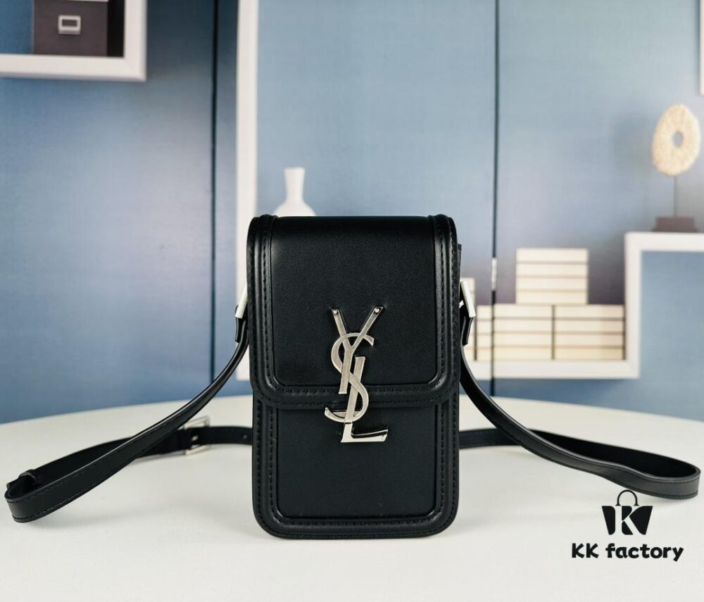 New YSL Hobo Series Mini Vertical Crossbody Bag in Smooth Calfskin with Antique Metal Logo
