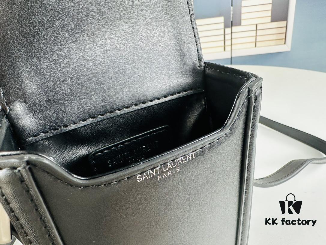 New YSL Hobo Series Mini Vertical Crossbody Bag in Smooth Calfskin with Antique Metal Logo