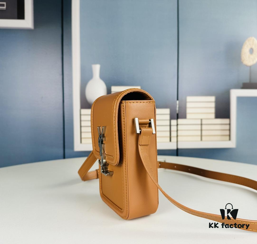 New YSL Hobo Series Mini Vertical Crossbody Bag in Smooth Calfskin with Antique Metal Logo Closure