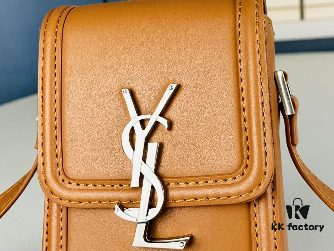 New YSL Hobo Series Mini Vertical Crossbody Bag in Smooth Calfskin with Antique Metal Logo Closure