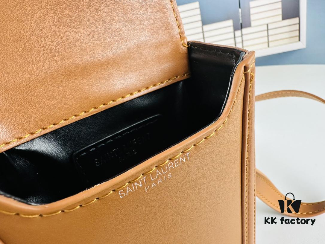 New YSL Hobo Series Mini Vertical Crossbody Bag in Smooth Calfskin with Antique Metal Logo Closure