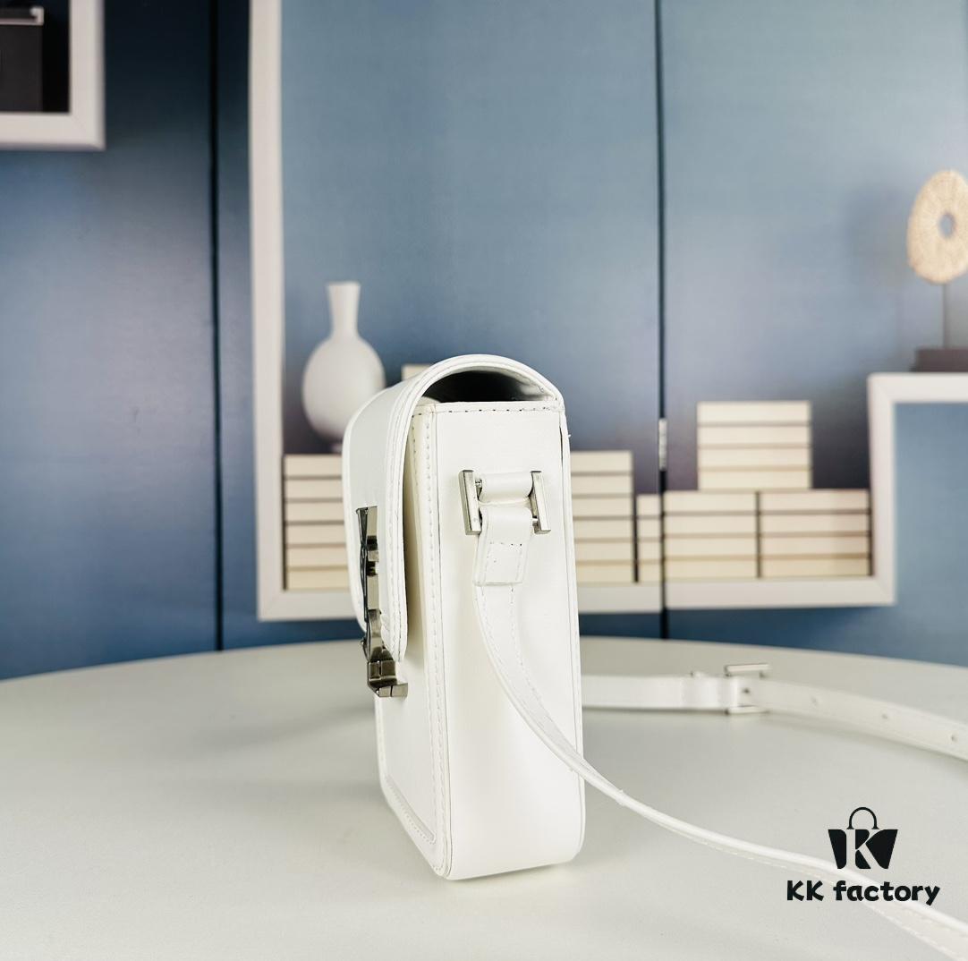 New YSL HOBO Series Mini Vertical Crossbody Bag in Smooth Calfskin with Antique-Tone Metal Logo Closure