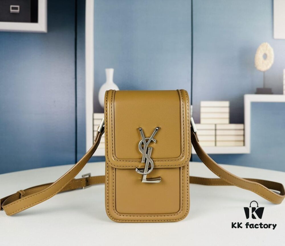 New YSL Hobo Series Mini Vertical Crossbody Bag in Smooth Calfskin with Antique Metal Logo Closure