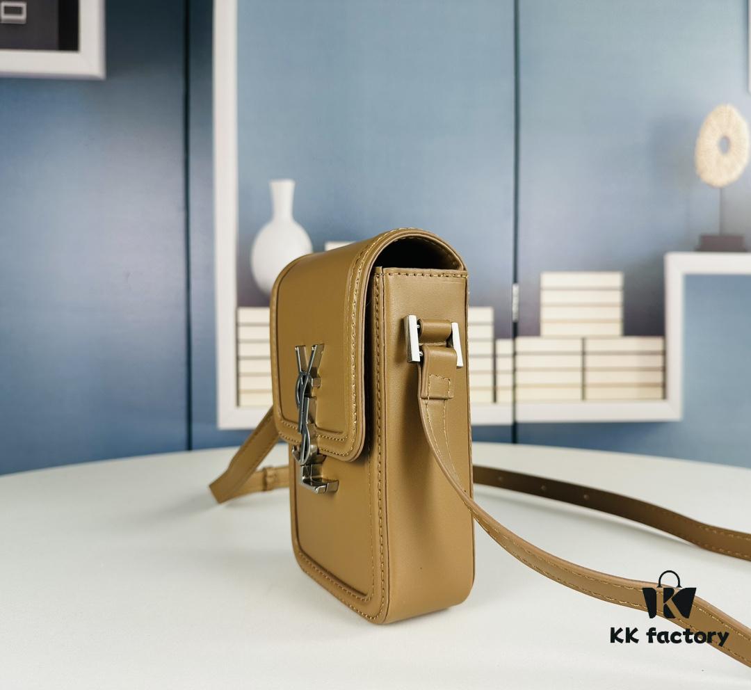 New YSL Hobo Series Mini Vertical Crossbody Bag in Smooth Calfskin with Antique Metal Logo Closure