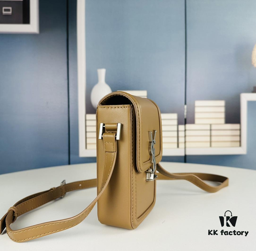 New YSL Hobo Series Mini Vertical Crossbody Bag in Smooth Calfskin with Antique Metal Logo Closure