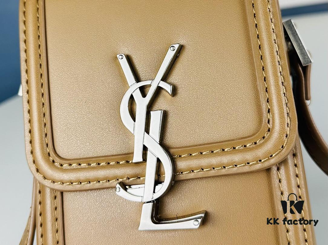 New YSL Hobo Series Mini Vertical Crossbody Bag in Smooth Calfskin with Antique Metal Logo Closure