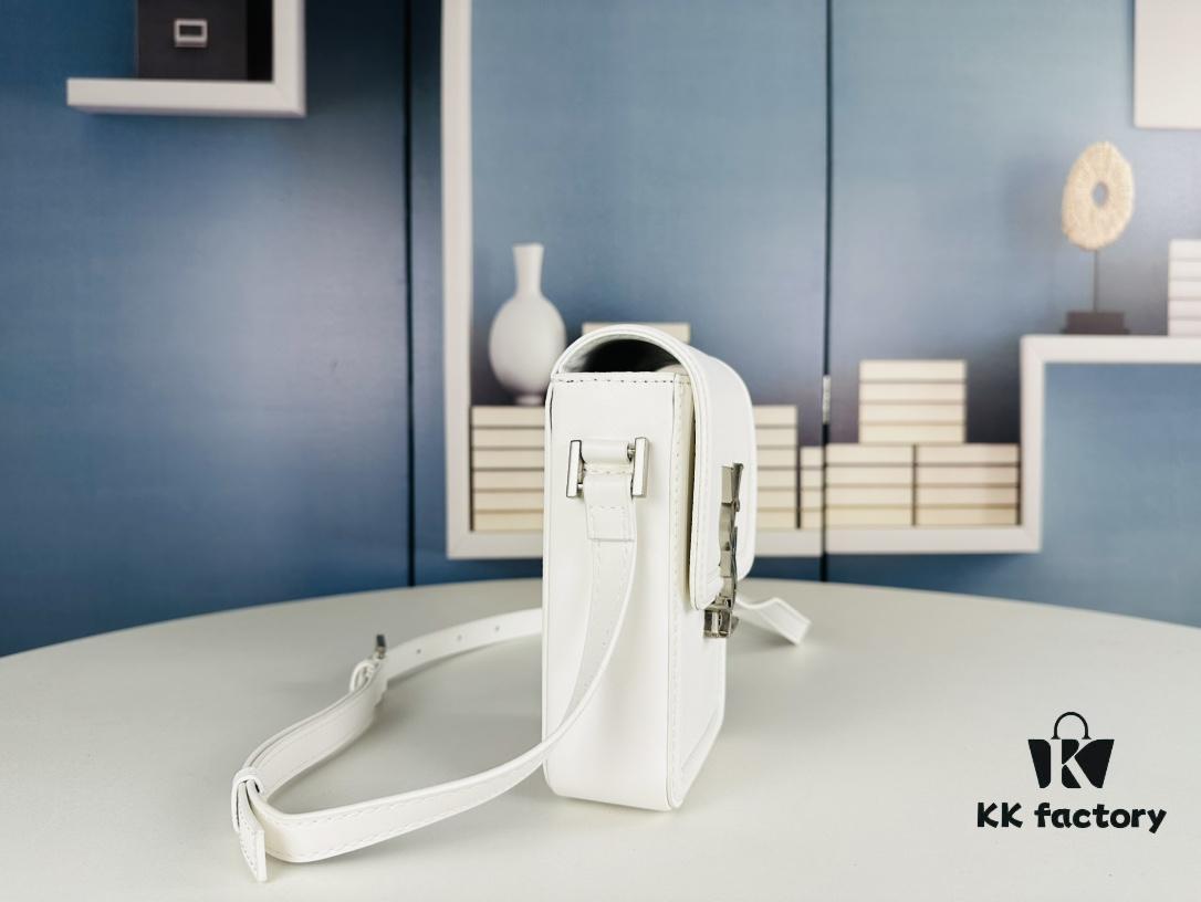 New YSL HOBO Series Mini Vertical Crossbody Bag in Smooth Calfskin with Antique-Tone Metal Logo Closure