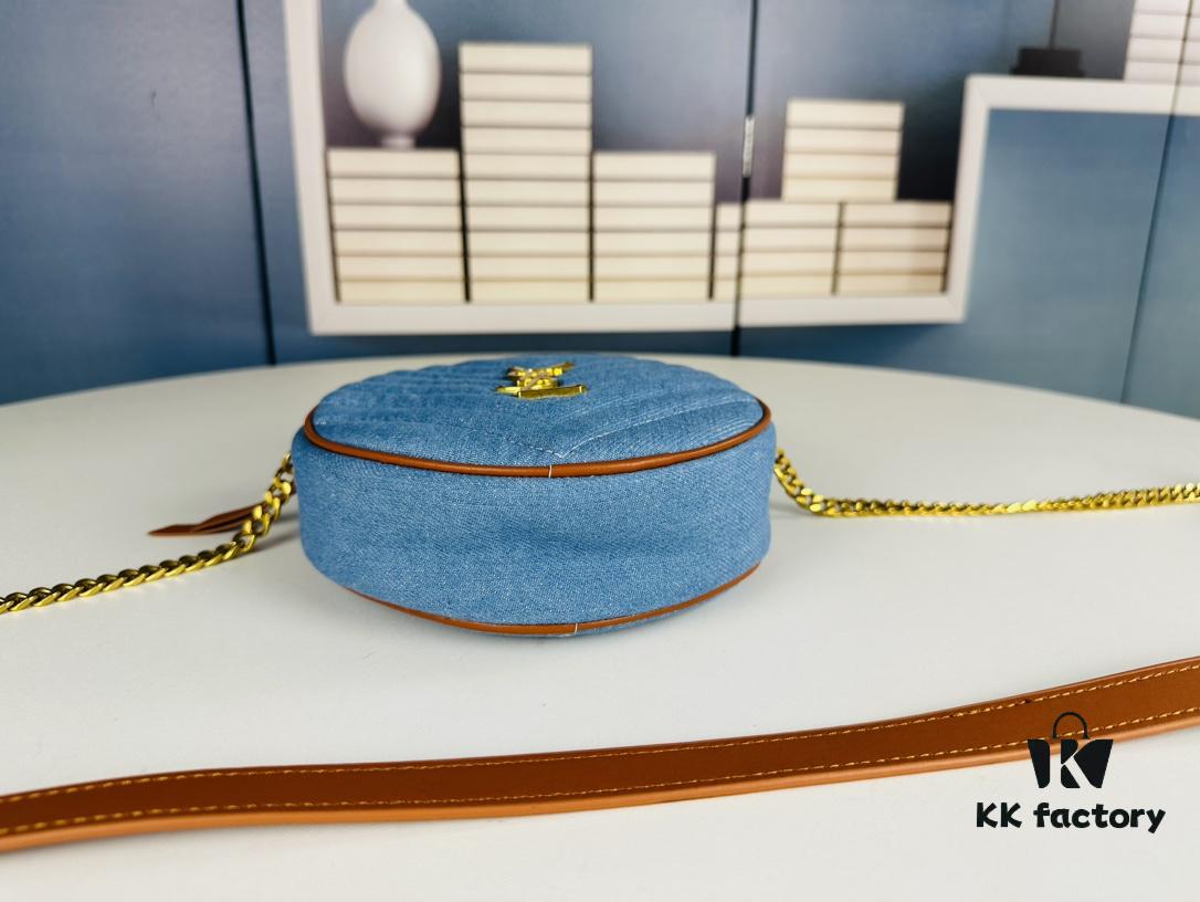 New YSL 6-Color Saint Laurent Gold Logo Caviar Quilted Leather Round Bag