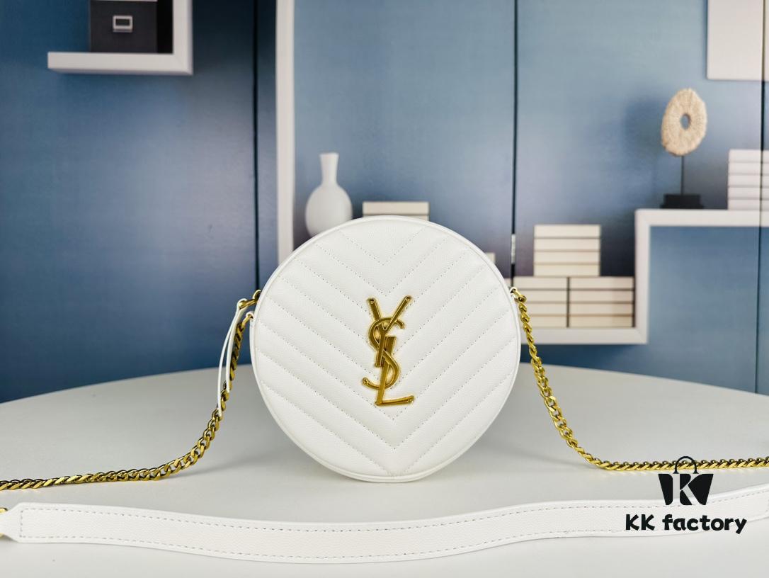 New Arrival YSL 6-Color Saint Laurent Gold Logo Caviar Quilted Leather Round Bag