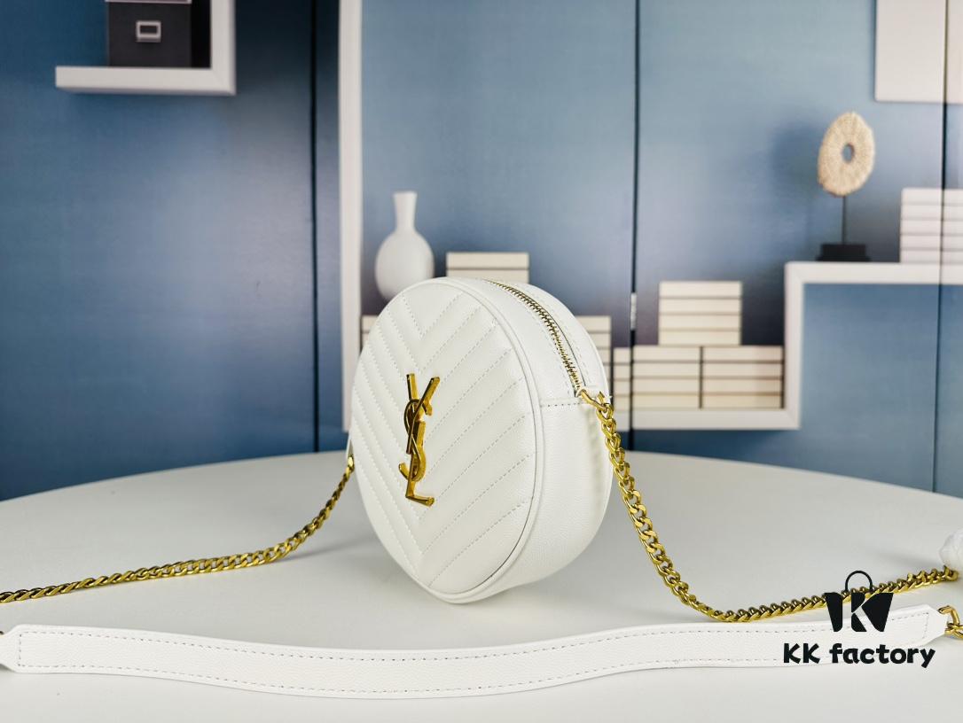 New Arrival YSL 6-Color Saint Laurent Gold Logo Caviar Quilted Leather Round Bag