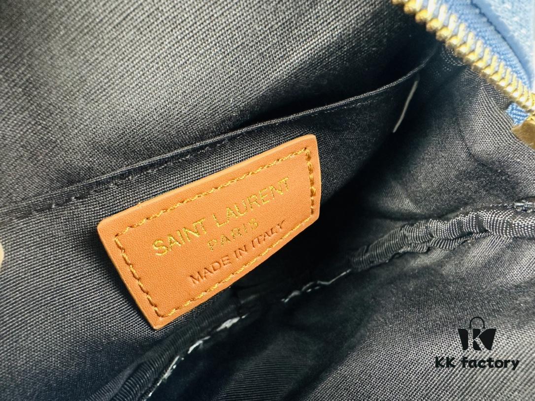 New YSL 6-Color Saint Laurent Gold Logo Caviar Quilted Leather Round Bag