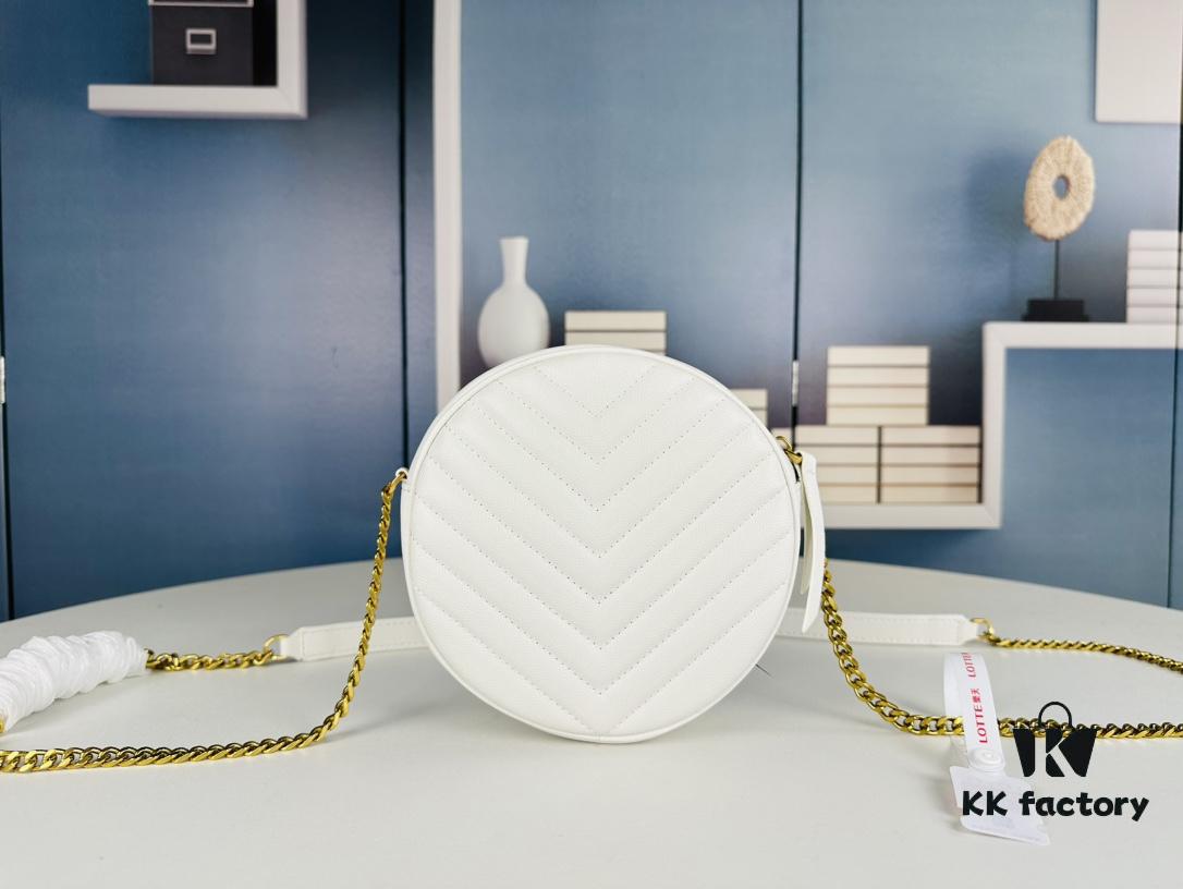 New Arrival YSL 6-Color Saint Laurent Gold Logo Caviar Quilted Leather Round Bag