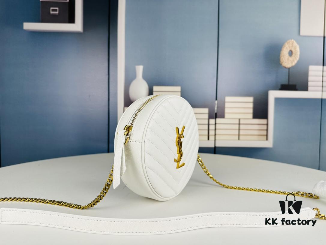 New Arrival YSL 6-Color Saint Laurent Gold Logo Caviar Quilted Leather Round Bag