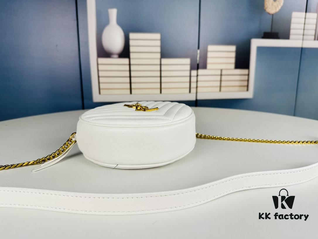 New Arrival YSL 6-Color Saint Laurent Gold Logo Caviar Quilted Leather Round Bag