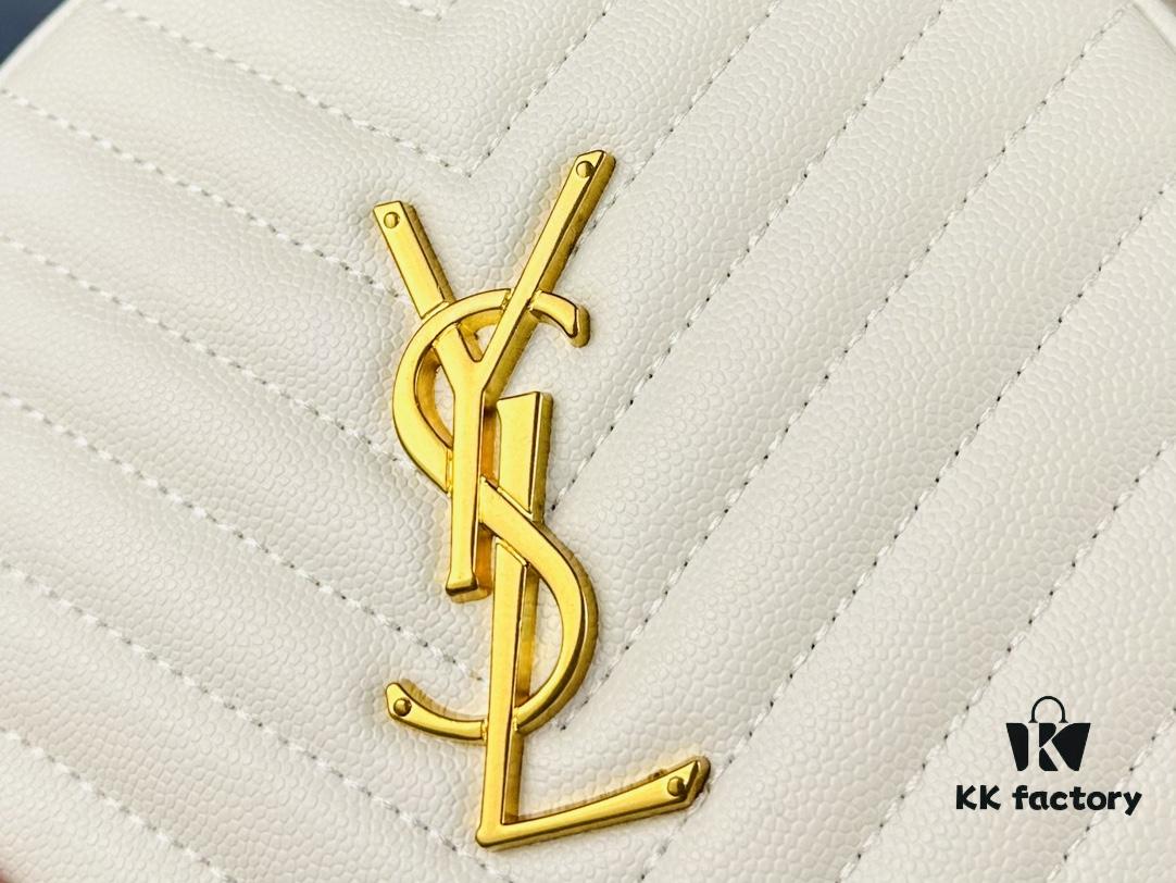 New Arrival YSL 6-Color Saint Laurent Gold Logo Caviar Quilted Leather Round Bag