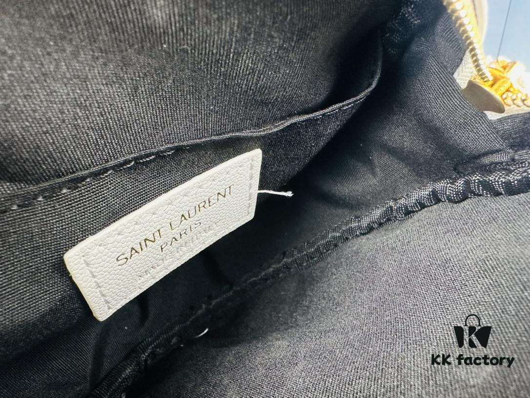 New Arrival YSL 6-Color Saint Laurent Gold Logo Caviar Quilted Leather Round Bag