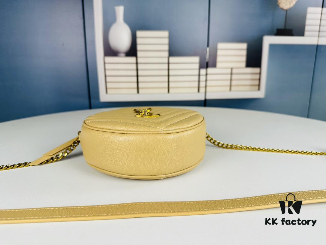 New YSL 6-Color Saint Laurent Gold Logo Caviar Quilted Leather Round Bag