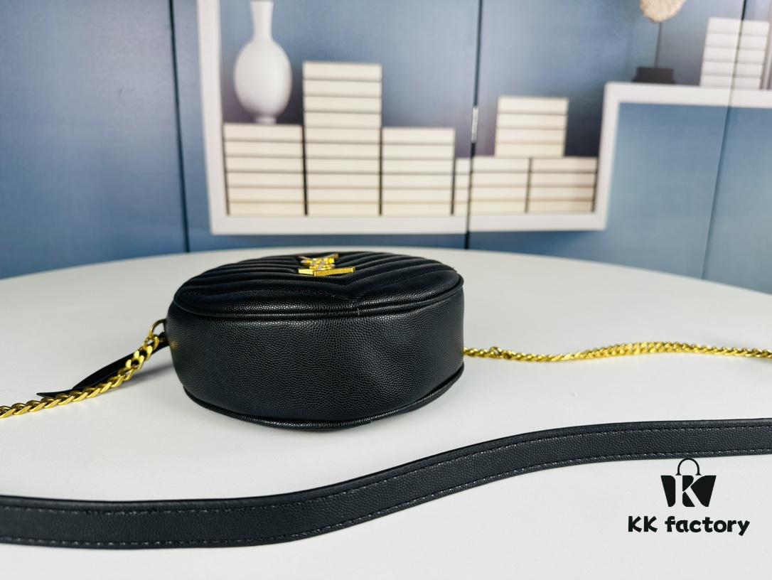 New Arrival YSL 6-Color Saint Laurent Gold Logo Caviar Quilted Leather Round Bag