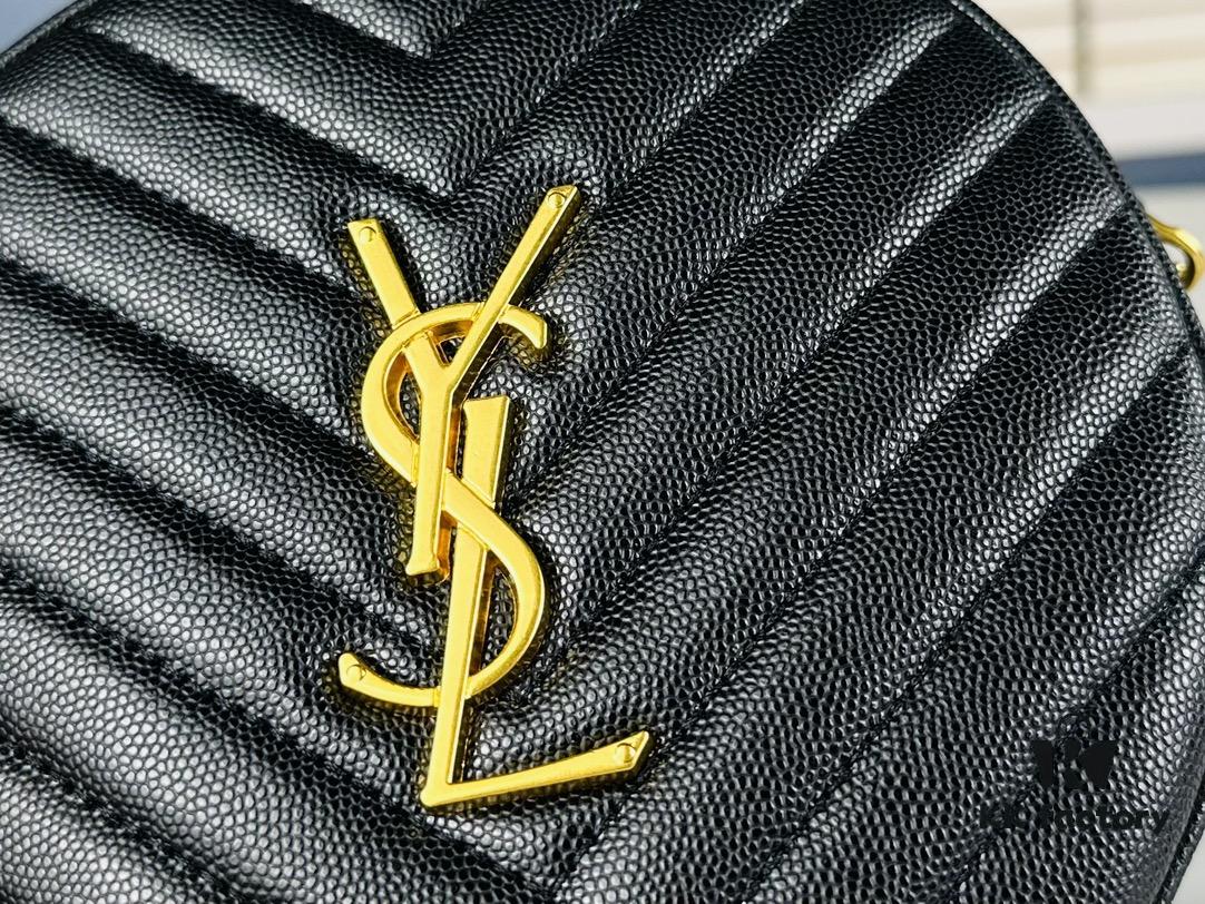 New Arrival YSL 6-Color Saint Laurent Gold Logo Caviar Quilted Leather Round Bag