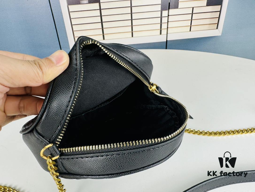 New Arrival YSL 6-Color Saint Laurent Gold Logo Caviar Quilted Leather Round Bag