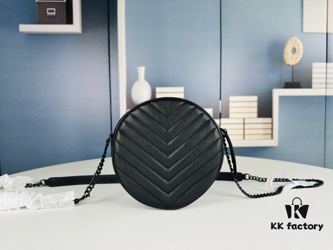 New Arrival YSL 6-Color Saint Laurent Gold Logo Caviar Quilted Leather Round Bag