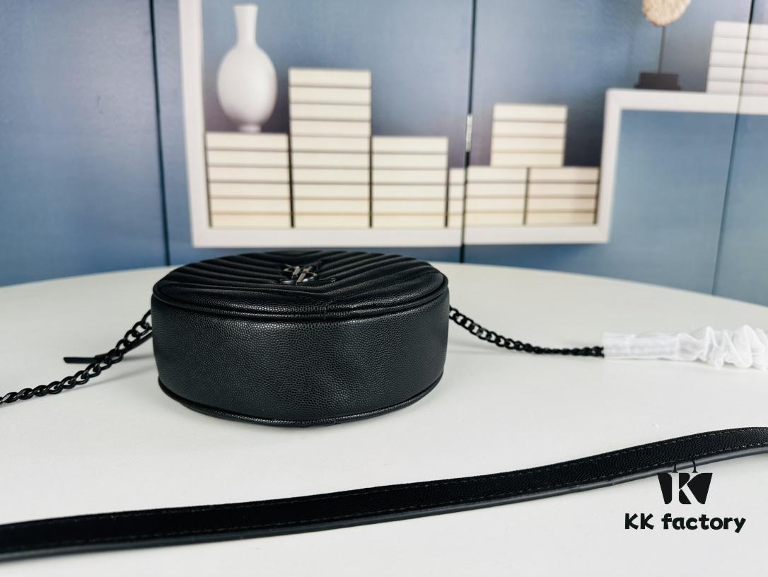 New Arrival YSL 6-Color Saint Laurent Gold Logo Caviar Quilted Leather Round Bag