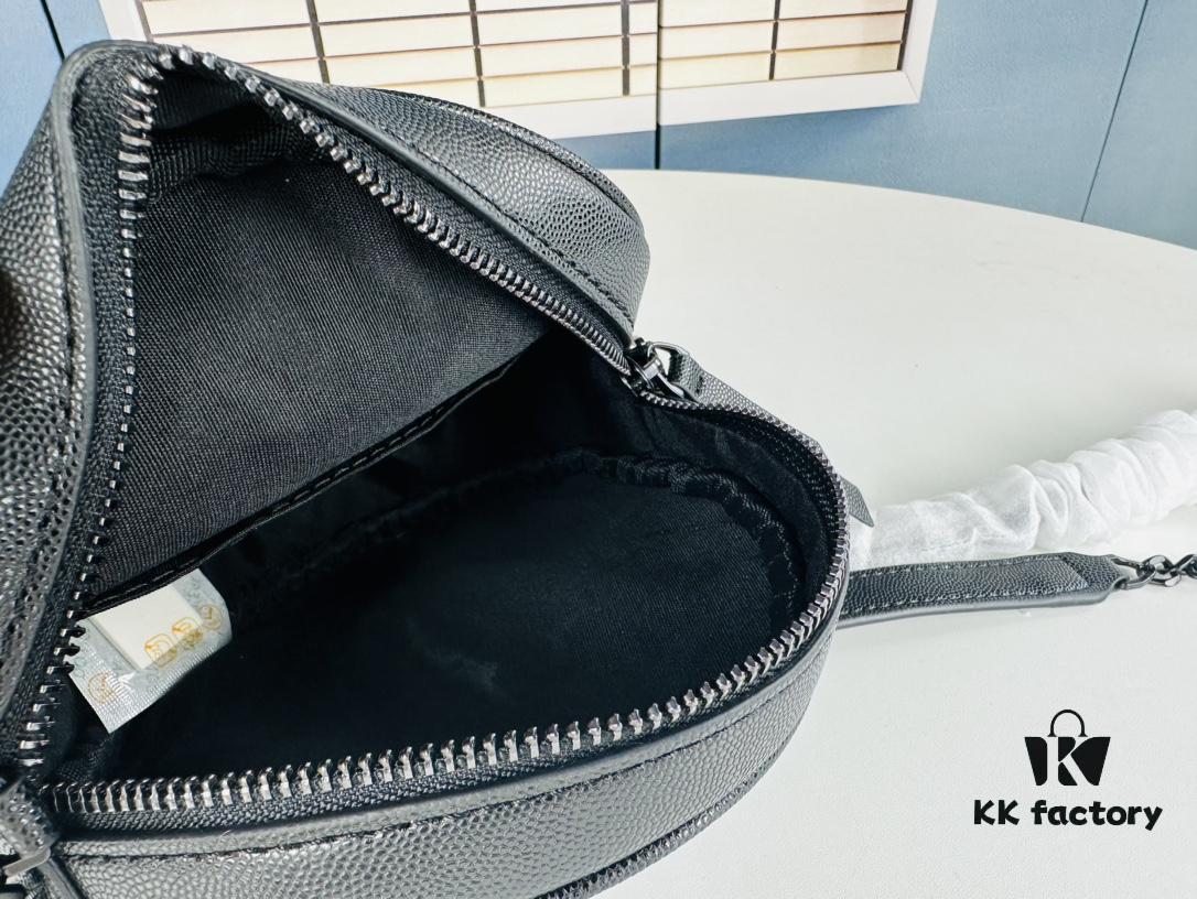 New Arrival YSL 6-Color Saint Laurent Gold Logo Caviar Quilted Leather Round Bag