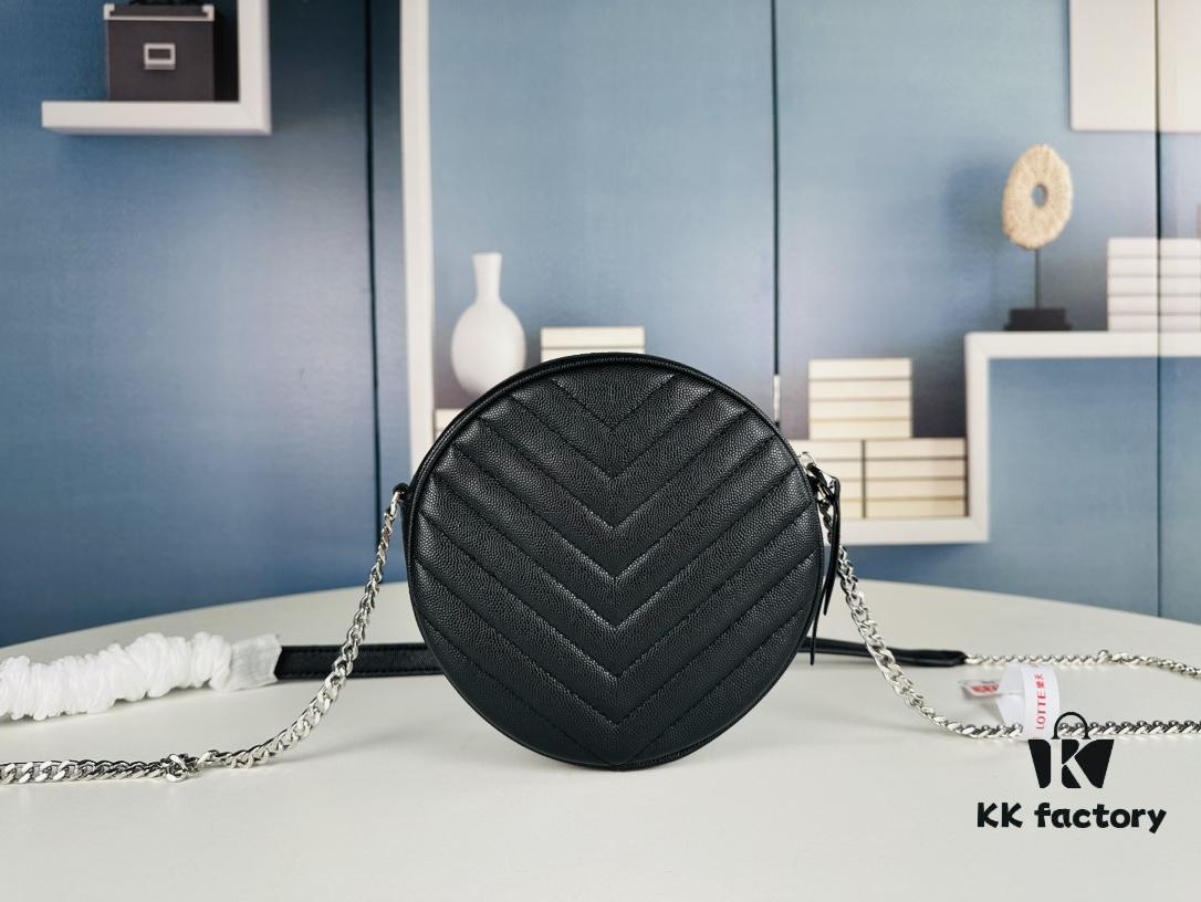 New YSL 6-Color Saint Laurent Gold Logo Caviar Quilted Leather Round Bag