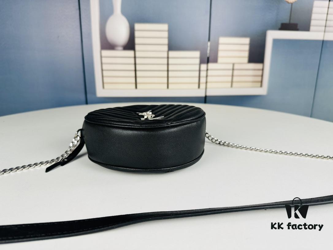 New YSL 6-Color Saint Laurent Gold Logo Caviar Quilted Leather Round Bag