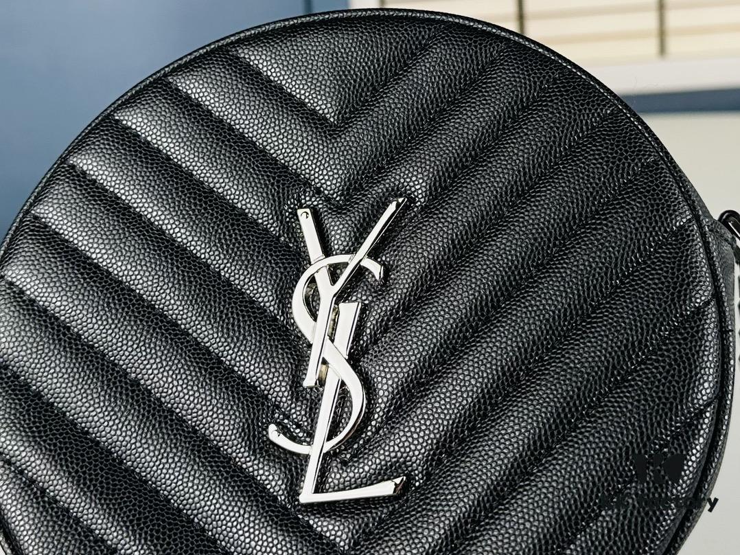 New YSL 6-Color Saint Laurent Gold Logo Caviar Quilted Leather Round Bag