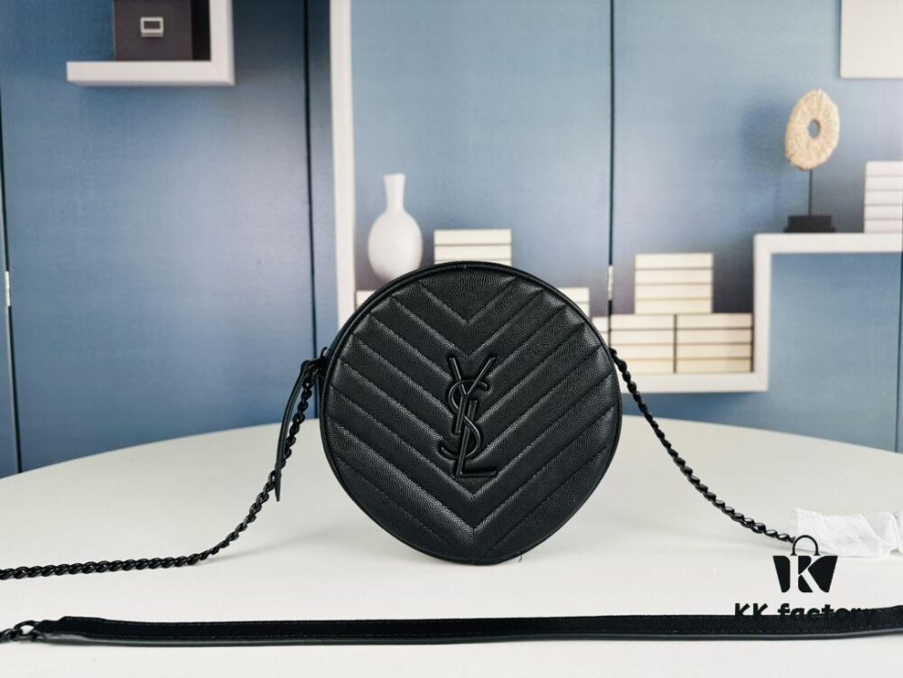 New Arrival YSL 6-Color Saint Laurent Gold Logo Caviar Quilted Leather Round Bag