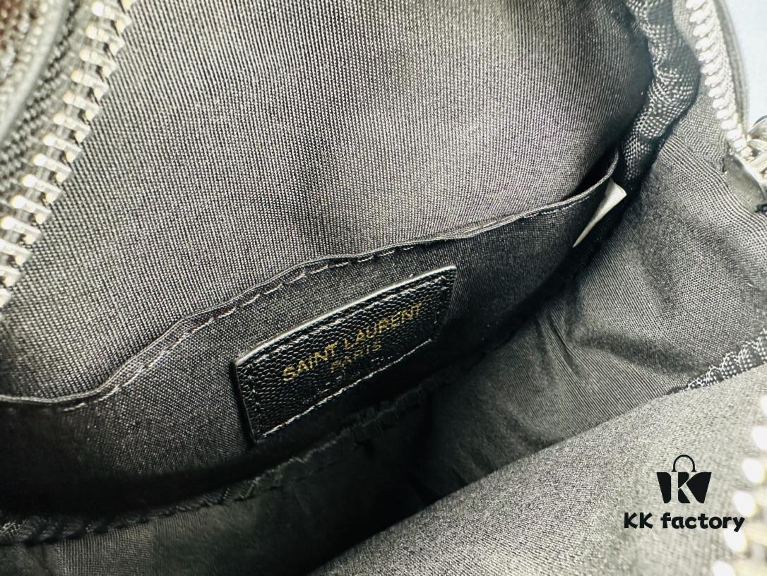 New YSL 6-Color Saint Laurent Gold Logo Caviar Quilted Leather Round Bag