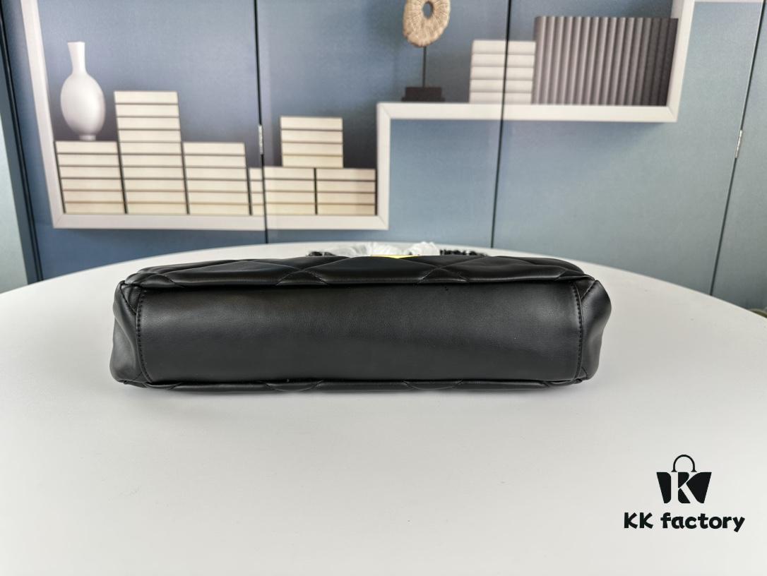 YSL New Tote Bag in Lambskin Black and Gold [Horizontal Style]