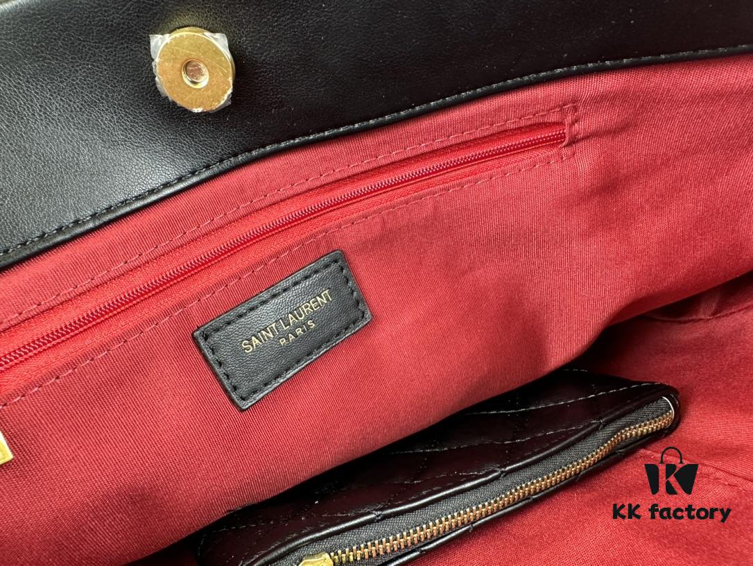 YSL New Tote Bag in Lambskin Black and Gold [Horizontal Style]