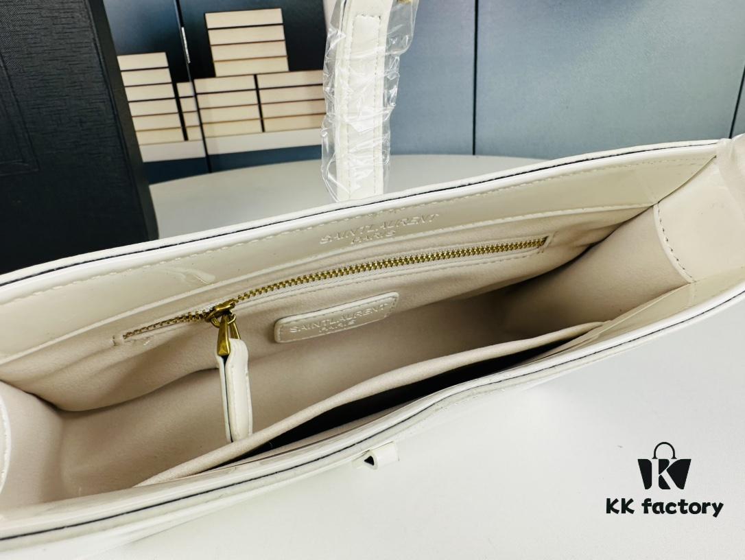 YSL Saint Laurent Hobo Shoulder Bag in Patent Leather with Box