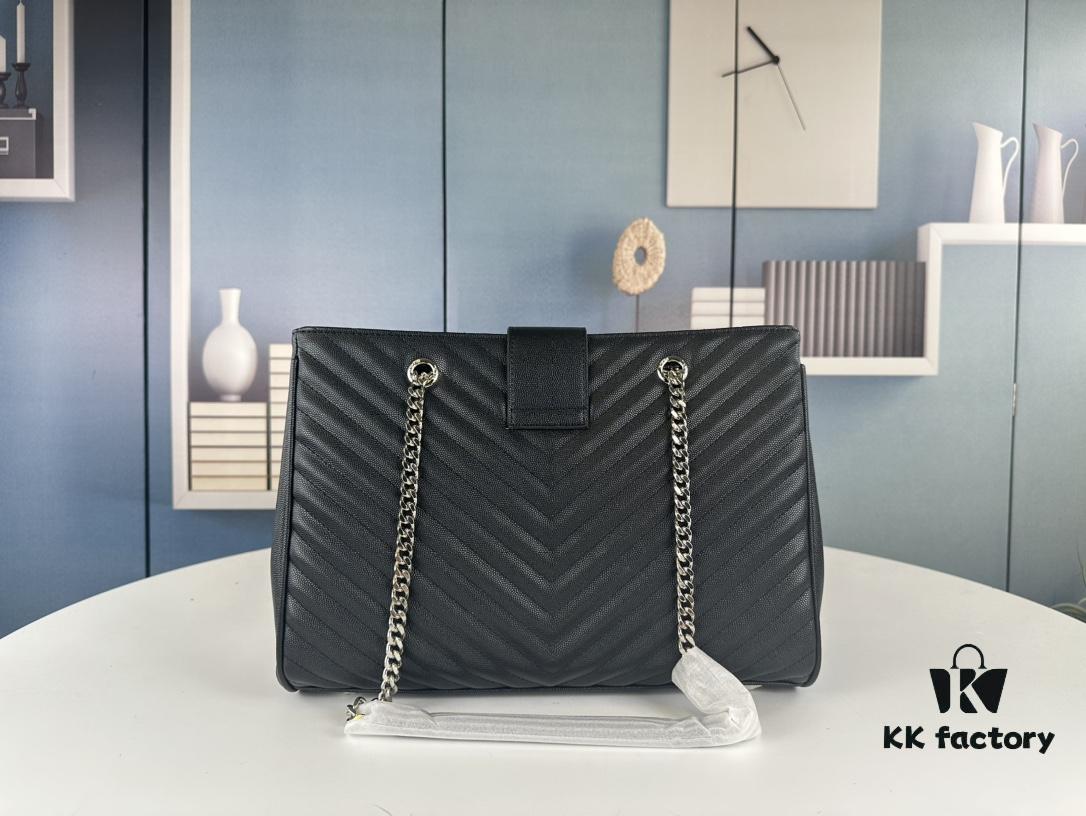 New Arrival with Box Wholesale Saint Laurent YSL Caviar Leather Large Tote Bag / Shopping Bag ||| Black Caviar Stitching