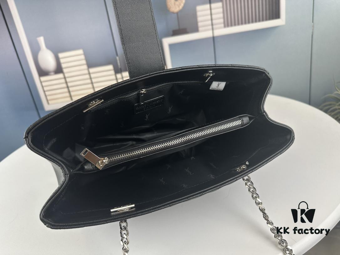 New Arrival with Box Wholesale Saint Laurent YSL Caviar Leather Large Tote Bag / Shopping Bag ||| Black Caviar Stitching