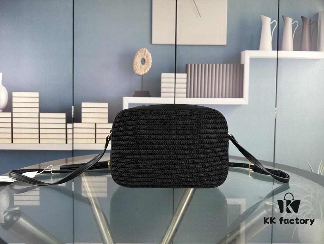 YSL Saint Laurent Calfskin Woven Camera Bag with Box ||| NEW Lou Camera Bag - Black Woven with Gold-Tone Hardware, Italian Calfskin